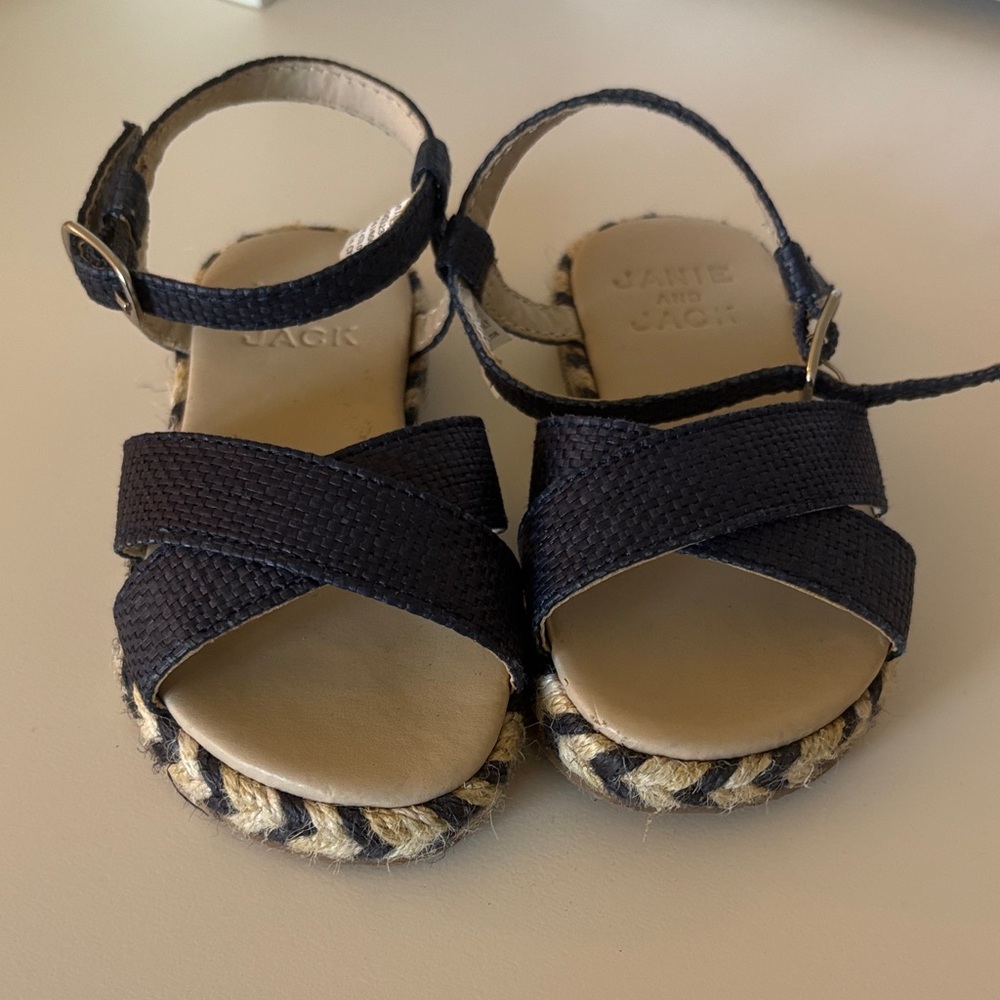 Janie and Jack Navy Braided Espadrille Sandals